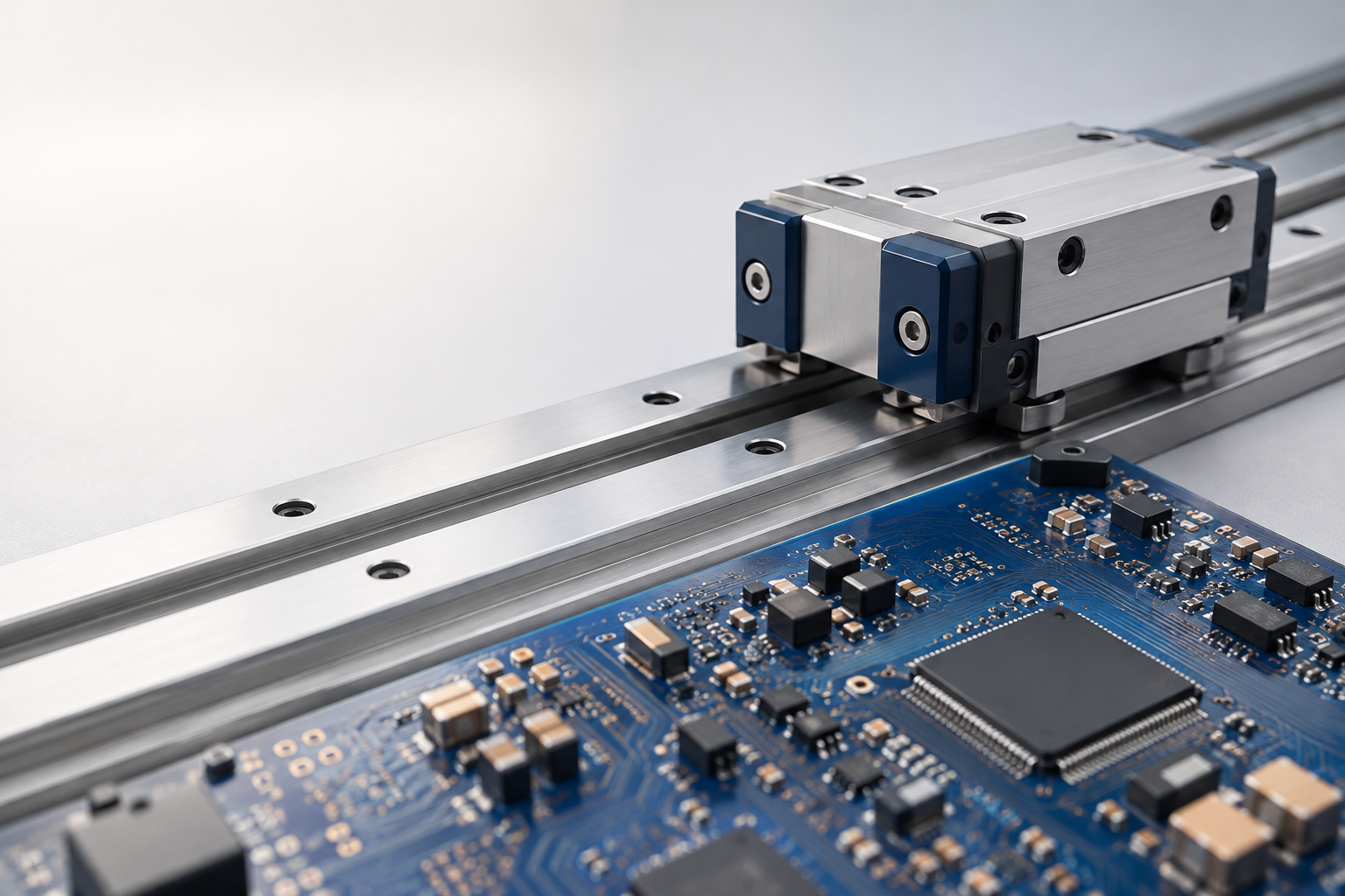 Konzeptbild: moderne Fertigungsumgebung mit Produktionsanlagen und Präzisionstechnik.